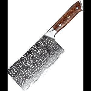 Xinzuo | Hakmes voor botten (chopping) | Damascus staal (gehamerd) | Woestijnijzerhout | B13D