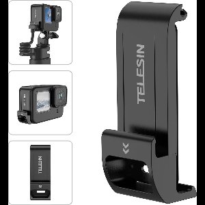 Telesin GoPro batterijklep met oplaadaansluiting - Waterdicht - Beschermend - Opladen tijdens gebruik — Voor GoPro 9, 10, 11, 12 en 13 Zwart
