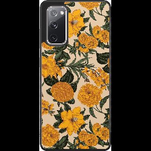 Leuke Telefoonhoesjes - Hoesje geschikt voor Samsung Galaxy S20 FE - Retro flowers - Backcover zwart - Bloemen - Geel