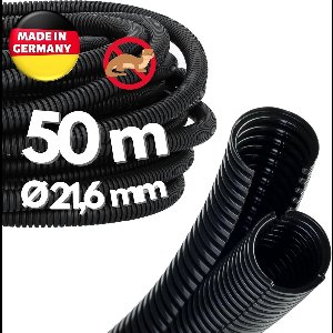 50 meter Kalitec ribbelbuis Twin NW 23 I ribbelslang in twee delen I ribbelbuis op zonne-energie I marterbeschermingsbuis I lege buis I kabelbescherming AD 28,1 mm ID 21,6 mm