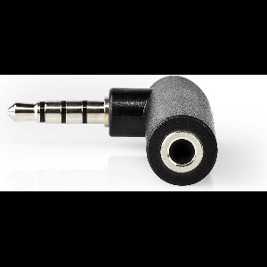 Nedis Stereo-Audioadapter - 3,5 mm Male - 3,5 mm Female - Vernikkeld - 90° Gehoekt - Metaal - Zwart - 1 Stuks - Doos