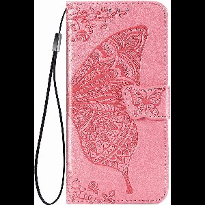 Hoesje geschikt voor Xiaomi Redmi Note 11S - Bookcase - Pasjeshouder - Portemonnee - Vlinderpatroon - Kunstleer - Roze
