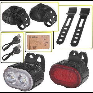 Keltin Waterdichte fietsverlichtingsset - USB oplaadbaar - IPX4 - Meerdere lichtmodi