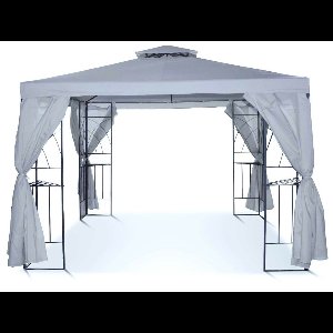 Luxe Partytent / Tuinpaviljoen 3x3m | Graciosa | 100% Waterdicht | Met Zijpanelen | Met schapjes | Stevig polyester PVC gecoat 270g/m² | kleur Dawn Grey | Overkapping voor Tuin of Terras