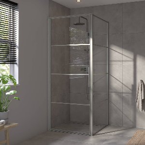 Saqu Devine industriële zijwand incl. antikalk 90x210cm geborsteld grijs/helder glas