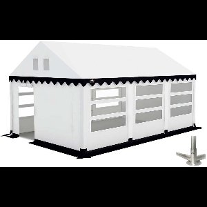 Grizzly Outdoor | Partytent | 4x6m | PVC | Professionele Limited Edition | Met Grondframe | Wit-Blauw