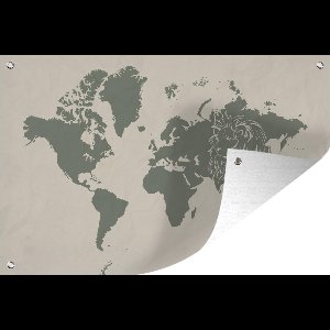Tuinposters buiten Wereldkaart - Dieren - Leeuw - 90x60 cm - Tuindoek
