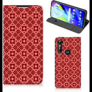 Motorola Moto G8 Power Hoesje met Magneet Batik Rood