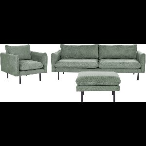 BELIANI VINTERBRO - Bankenset met ottomaan - Lichtgroen - Polyester