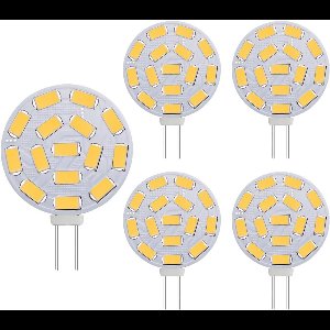 JeiibrZui 5 G4 LED-lampen 12V, warm wit (2700-3500K), energiezuinig en lichtbestendig voor camper, caravan en thuiskantoor