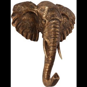 Baroque - Ophanghaak - Wandhaak Olifant 14,5 cm - Goud - Resin - 4.5x14.5x12.5 - Polyresin