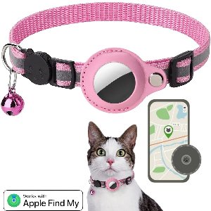 BlueTime - Kattenhalsband inclusief Tag - Tuigje Kat - Halsband Kat - Halsband Kitten - Kattenhalsband - Geschikt voor Apple Find My - Roze