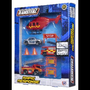 Speelgoedset reddingsvoertuigen: auto, helikopter en meer