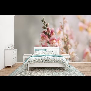 Behang - Fotobehang Bloem - Leeuwenbek - Roze - Stengel - Breedte 400 cm x hoogte 240 cm