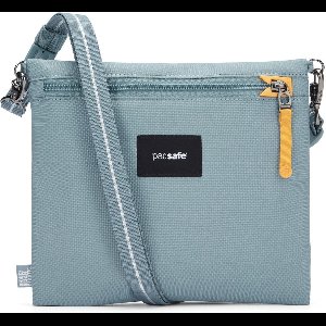 Pacsafe GO Crossbody Pouch - 3.5 L - Schoudertas - RFID-blokkerend - Anti-diefstal Tas - Waterafstotend - Beveiligde Tas - Festival Tas - Reistas - Turn & Lock Security Hooks - Gerecycled Polyester - Blauw (Fresh Mint)