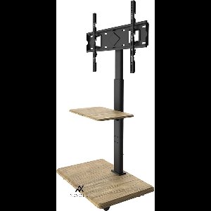 Nevolis Delphos Mobile TV Stand Roll-Up with Wooden Base Height Adjustable to Approximate 130 cm Rotatable ± 25 Degrees Fits 32-70 Inch TV Up to 45 kg Max. VESA 600 x . .