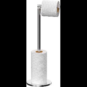 Freestanding Toilet Paper Holder Stand - Spare Stainless Steel Anti-Rust Dispenser for 3-4 Rolls - Bathroom Storage Accessoire (Silver A)