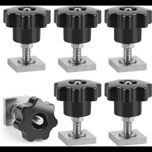 Set van 6 roestvrij stalen T-Track M6 adapters - 35 mm - voor auto dakdrager fiets - met schuifbouten - M6 moer ster - 2 x 2 x 04 cm