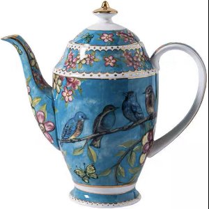 Luxe Bone China Theepot met Vroege Vogel en Boom Dessin - 1 Liter Keramiek