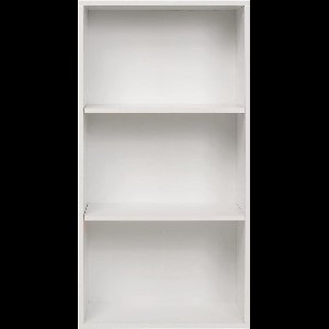 Brede Boekenkast met 3 Compartimenten - Houten Plank - Wit 60 x 31 x 115 H