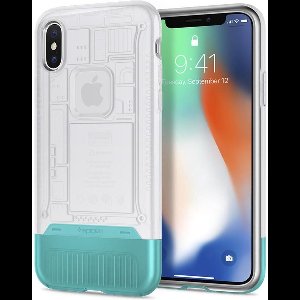 Spigen Classic C1 hoesje plastic case hardcase transparant blauw iPhone X - Blauw