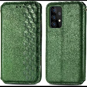 Hoesje geschikt voor iPhone 13 - Bookcase - Pasjeshouder - Portemonnee - Diamantpatroon - Kunstleer - Groen