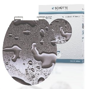 SCHÜTTE WC-Bril 80523 GREY STEEL - High Gloss - MDF-Hout - Soft Close - Verchroomde Scharnieren - Belastbaar tot 175 kg - Decor - 1-zijdige Print