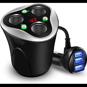 Auto-sigarettenaansteker, verdeler met 3 USB-poorten, 12/24 V, 120 W, DC voeding, aparte schakelaar, led-display voor mobiele telefoon, iPhone, Samsung, GPS, autocamera, bluetooth apparaten