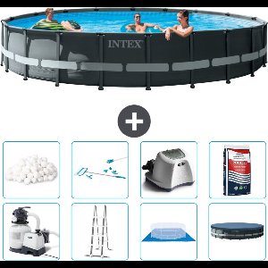 Intex Rond Ultra XTR Frame Zwembad - 610 x 122 cm - Inclusief Pomp - Ladder - Grondzeil - Afdekzeil Filterbollen - Schoonmaakset - Zoutwatersysteem - Zwembadzout