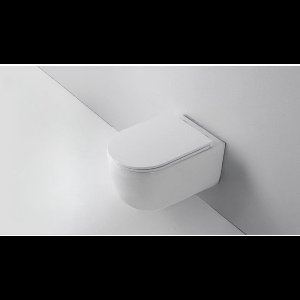 QeramiQ Dely Swirl Wandclosetset - 36.5x53.0cm - diepspoel - rimless - slim zitting - glans wit