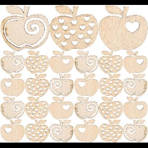 Brenzoos - Houten schijven appelvorm kersthanger - Set van 100 stuks voor DIY handwerk en feestdecoratie