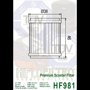 hiflofiltro oliefilter voor yamaha 125 x-max scooter 2014 tot 2017 hf981 5yp-e3440-00 38b-e3440 nieuw