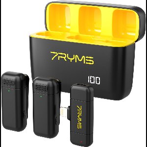 7RYMS Rimo S1(LN) draadloze microfoon met Apple Lightning aansluiting - 2.4G Dual-channel - Geschikt voor iPhone 11/12/13/14 en iPad met Lightning poort - iPhone microfoon - Dasspeld microfoon voor smartphone - Zwart/Geel