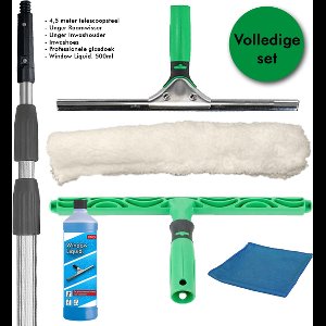 Glasreinigingsset Professioneel 6in1 | Telescoopsteel 4m | 35cm Unger Ergotec raamwisser + inwasser | GRATIS Octoclean Window Liquid. 500ml twv €9,99