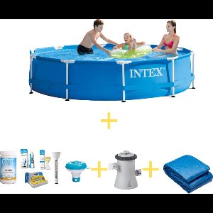 Zwembad - Metal Frame - 305 x 76 cm - WAYS Onderhoudspakket, Filterpomp & Grondzeil