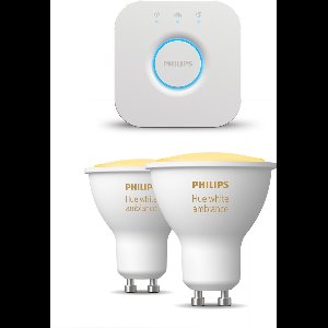 Philips Hue Starterspakket - GU10 - met 2 Spotjes - Warm tot Koelwit Licht - Incl. 1 Hue Bridge - Hue White Ambiance