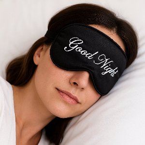 Zijden Verduisterende Slaapmasker voor Volwassenen – Goodnight – Verstelbaar – Luxe Oogmasker – Nachtmasker – Reismasker – Zwart