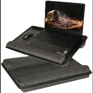 Laptopkussen Met Muismat en Telefoonhouder - Zwart - Laptoptafel voor in Bed - Schootkussen - Polssteun - Zwart - 11 inch t/m 17 inch
