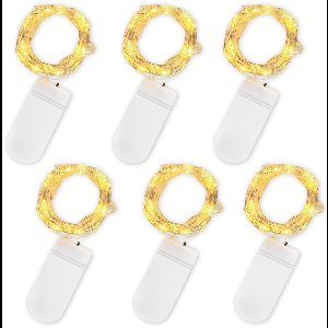 Crrynuo - LED Fairy Lights Set - 6 Stuks - 2 m Elkaar - 20 Lampjes Elke - Warm Wit - Batterijgevoed - Waterdicht (IP67)