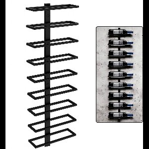 Catrinaz® Wijnrek Muur in Hoogwaardig Staal voor 9 Flessen – Mat Zwart – Hangend Wijnrek – Industrieel | Modern – Ruimtebesparend & Decoratief