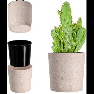 KADAX Bloempot met houtspaanders, elegante bloempot met inzet, pot, tuinkom, bloembak, bloempotbescherming voor woonkamer, kantoor, ? 30 cm, crème