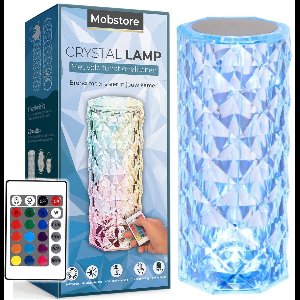 Crystal lamp – Crystal Lamp - Kristal Lamp - Draadloos - Luxe tafellamp met kristal effect – Sfeerlamp met afstandsbediening en touchbediening – Kristal lamp – Oplaadbaar – Diamond lamp - Mobstore