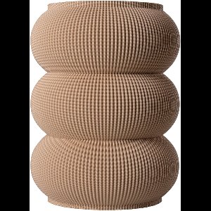 Slimprint Bloemenvaas EMMA - Beige - D16 x H20,5 cm - Minimalistische Bolvaas en Gestreepte Textuur - Met Glazen Inzet - Waterdicht - 100% Gerecycled Biokunststof