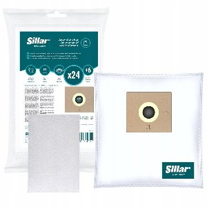 Sillar, set stofzuigerzakken 24stk, syntetish, met 6x inlaatfilters, 3 filterlagen, vervangingsonderdeel, geschikt voor stofzuigers van AEG, Amica, Bosch, Karcher, LG, Philips, Zelmer