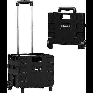 Boodschappentrolley XL 50L – Opvouwbare Boodschappenkrat op Wielen – Inklapbare Boodschappenkar – Stevig Frame – IN-HOMEXL Arezzo Zwart