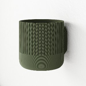 Fleuriek - Bloempot voor aan de muur Groen - Japandi hangpot binnen voor plantenwand, Decoratieve plantenhangers - Kunststof plantenpot voor aan de wand - D12 cm