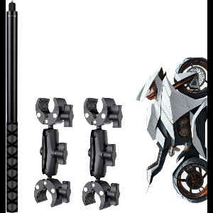Motorcycle Mount Voor Insta360 - Motor bundle 4 Insta360 - Dubbele klem -Selfie Stick 2 m - Upgrade Versie Motorfiets Mount - Motorcycle - Motor Insta360 One X4 - Insta360 x4 X3 X2 X R GO Ace GO3 GO - Onzichtbare Selfie Stick 2 Meter -Motor Mount