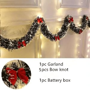Zandarix Metallic Twist Kerstslinger 2m – Kunstkerstslinger met Warm LED Licht – Feestelijke Hangende Garland voor Open Haard & Kerstdecoratie - Rood