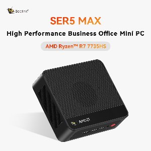 Beelink SER5 MAX Mini-PC,AMD Ryzen™ 7 7735HS (8 kernen/16 threads, 4,9 GHz),24 GB LPDDR5,500 GB PCIe4.0 SSD,met AMD Radeon™ 680M,realtimeklok,direct opstarten,WiFi,BT5.4,Windows 11