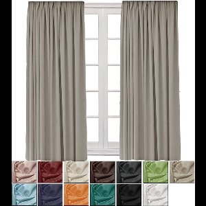 Ondoorzichtige gordijnen - Koudebescherming - 2 stuks - Lichtbruin - Polyester